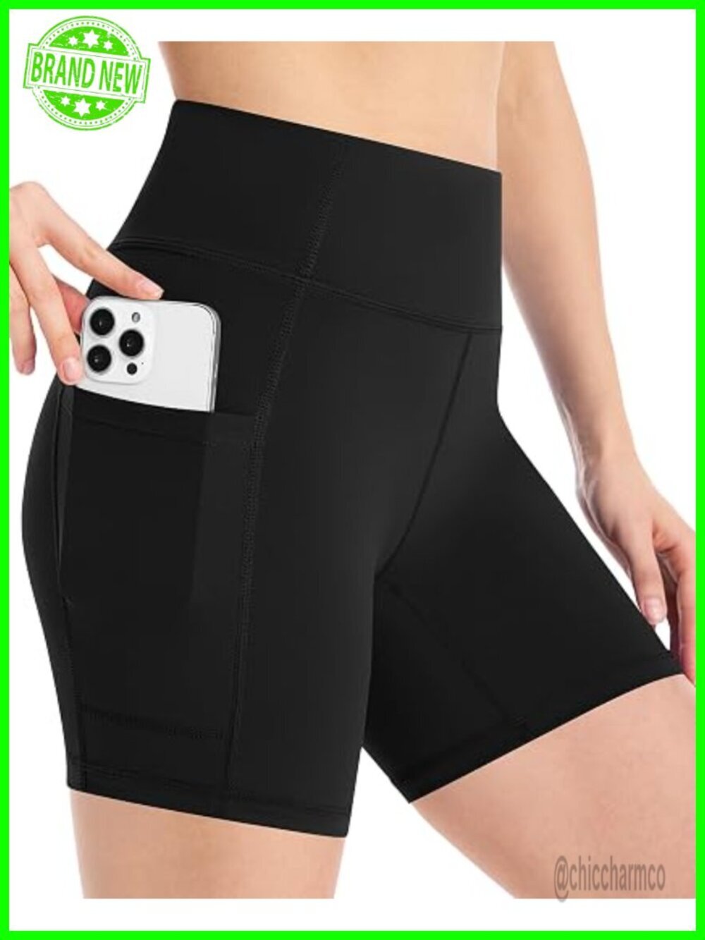 High Waisted Biker Shorts 3 Pockets Tummy Control Workout Yoga Running
